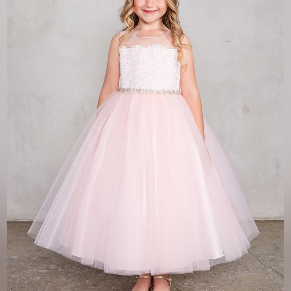 Elegant Pink Sleeveless Rhinestone and Lace Dress with Tulle Skirt